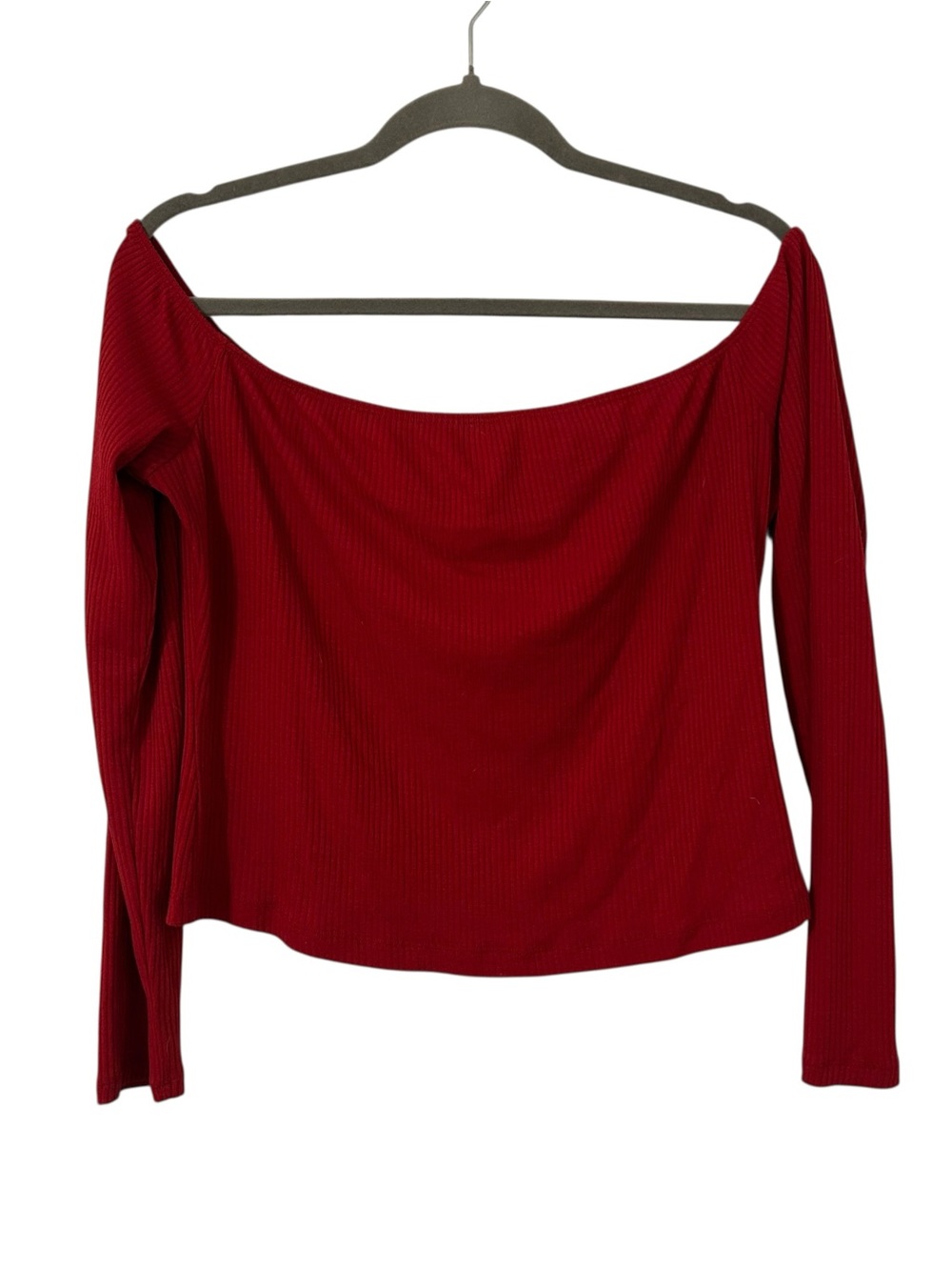 Red Off the Shoulder Long Sleeve Style Top Shirt Mossimo Woman’s Size Large Fit!